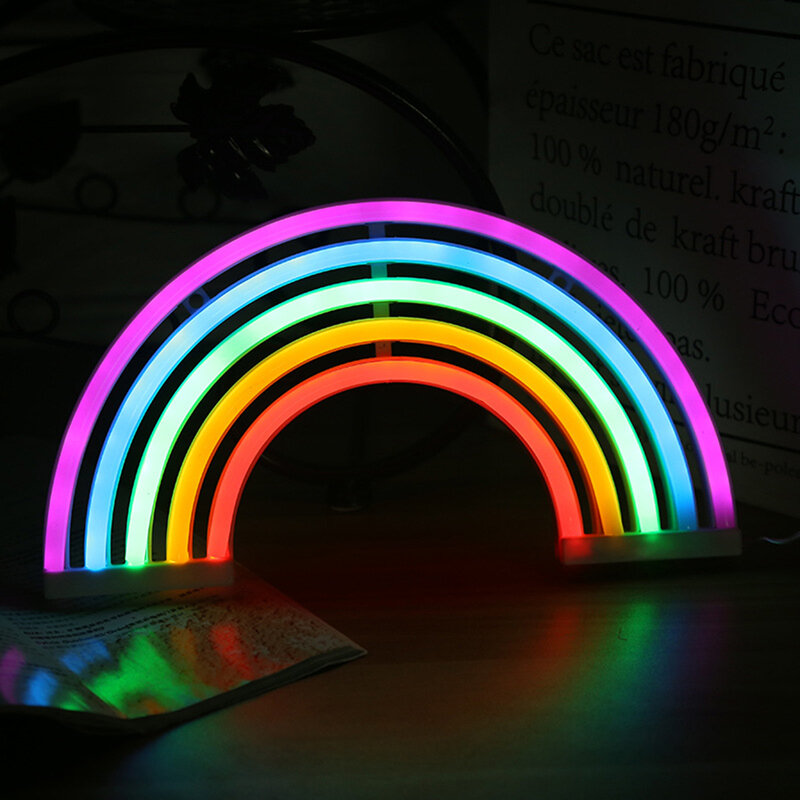다채로운 레인보우 LED 네온 사인 배터리 전원 크리에이티브 네온 나이트 라이트, 크리스마스 라이트 벽 램프 장식 LED 네온 튜브