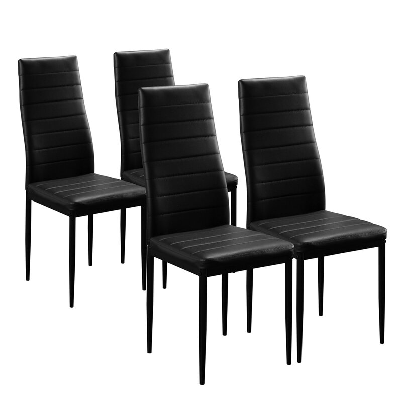 Juego de mesa de comedor de 4 sillas, mueble de cocina de Metal y vidrio, color negro, 5 piezas, almacén EE. UU.