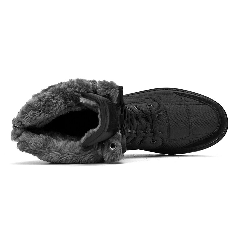 Botas de nieve de talla grande para hombre, calzado deportivo de cuero resistente al agua, muy cálidas, para exteriores, senderismo