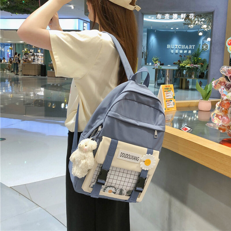 JULYCCINO Cute female student backpack Women Flower Female Harajuku School Bags Waterproof nylon Kawaii Backpack Ladies Book bag