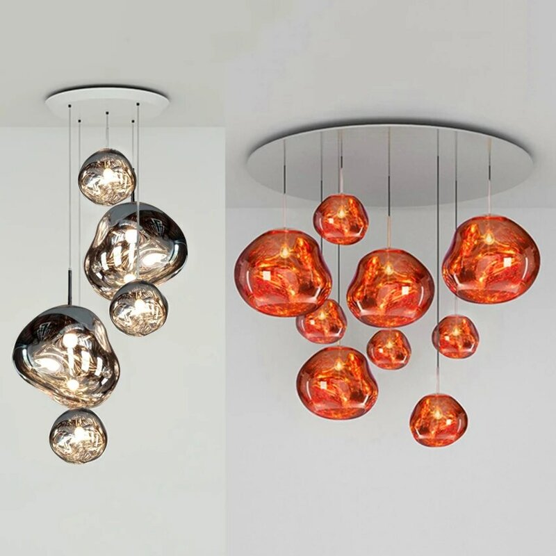 Nordic Glass Design LED Pendant Lighting Bar Restaurant Pendant Lamp Couture living room Fixtures Lava Color Glass Hanging Lamp