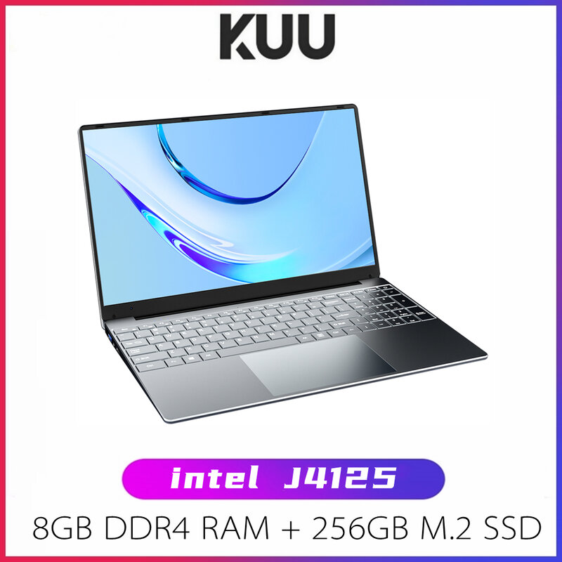 KUU A10S Laptop 15.6" FHD 1920x1080 Intel Celeron J4125 8GB DDR4 RAM 256GB M.2 SSD Windows 10 Intel Ultra HD Graphics 600