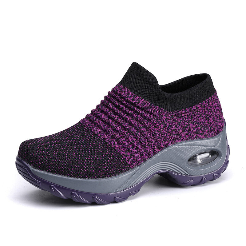 KWBEFRT-zapatillas de deporte transpirables para mujer, deportivas de correr de malla, zapatos de plataforma informales sin cordones, 2020