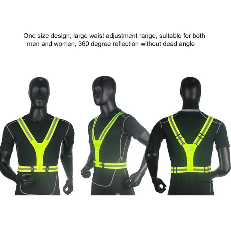 Gilet de cyclisme réfléchissant à LED, gilet de sécurité haute visibilité pour course à pied en plein air, ceinture élastique réglable