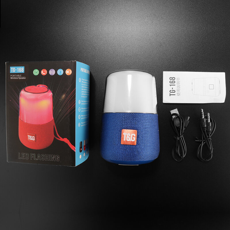 TG168 Fashion Speaker Flash Led Licht Draagbare Bluetooth Speakers Waterdicht Kleine Soundbar Ondersteuning Fm Mic Aux Usb Tf Card