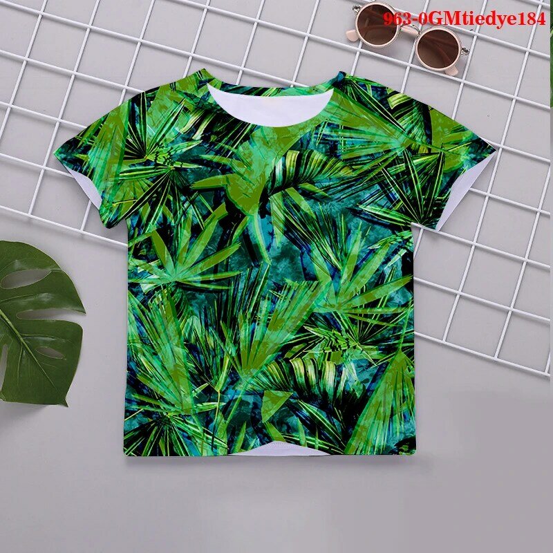 Camisetas de verano para niños y niñas, ropa informal de manga corta con Tie-Dye, 3d, 2021