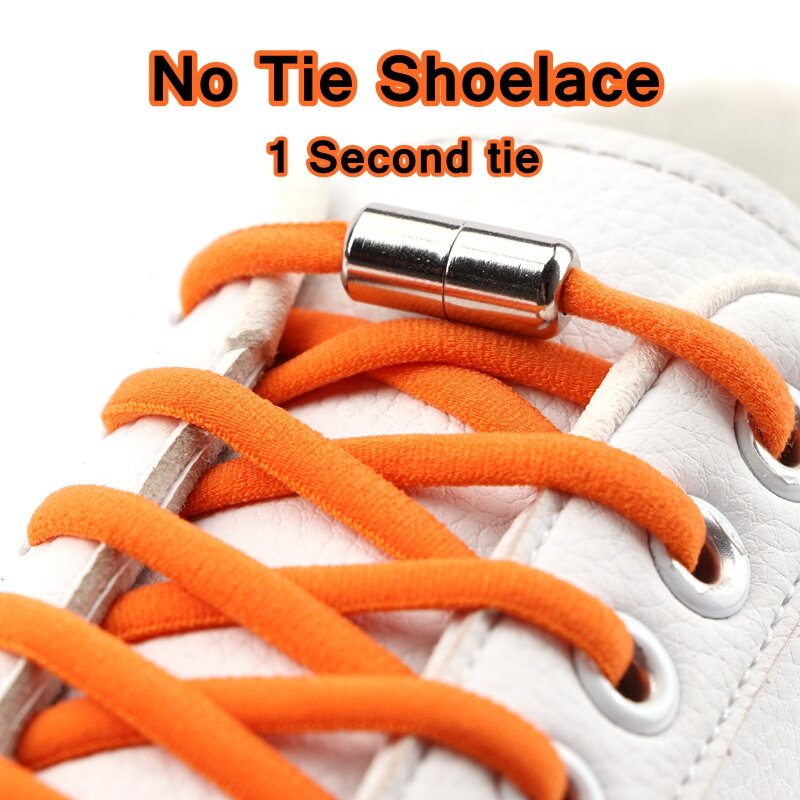 1คู่ยืดหยุ่น Shoelaces No Tie Shoelaces โลหะล็อครองเท้า Laces สำหรับเด็กผู้ใหญ่รองเท้าผ้าใบ Semicircle Shoelaces Lazy Laces