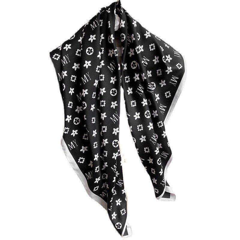 Новинка 2021 г., модный квадратный шарф 90 см, женский шелковый шарф, Корейская версия марлевой ткани с принтом, декоративный шарф