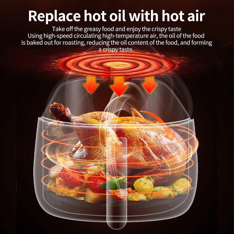 Friggitrice ad aria da 2,5 litri per la casa piccola friggitrice ad aria elettrica intelligente automatica multifunzione utensili da cucina per cucina Airfryer