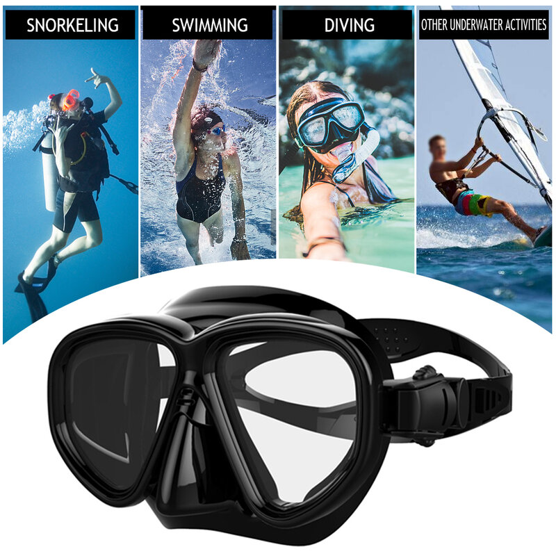 Kacamata Renang Menyelam Snorkeling Kaca Masker Selam Scuba Snorkel Perlengkapan Olahraga Air Kaca Tempered Diperkuat