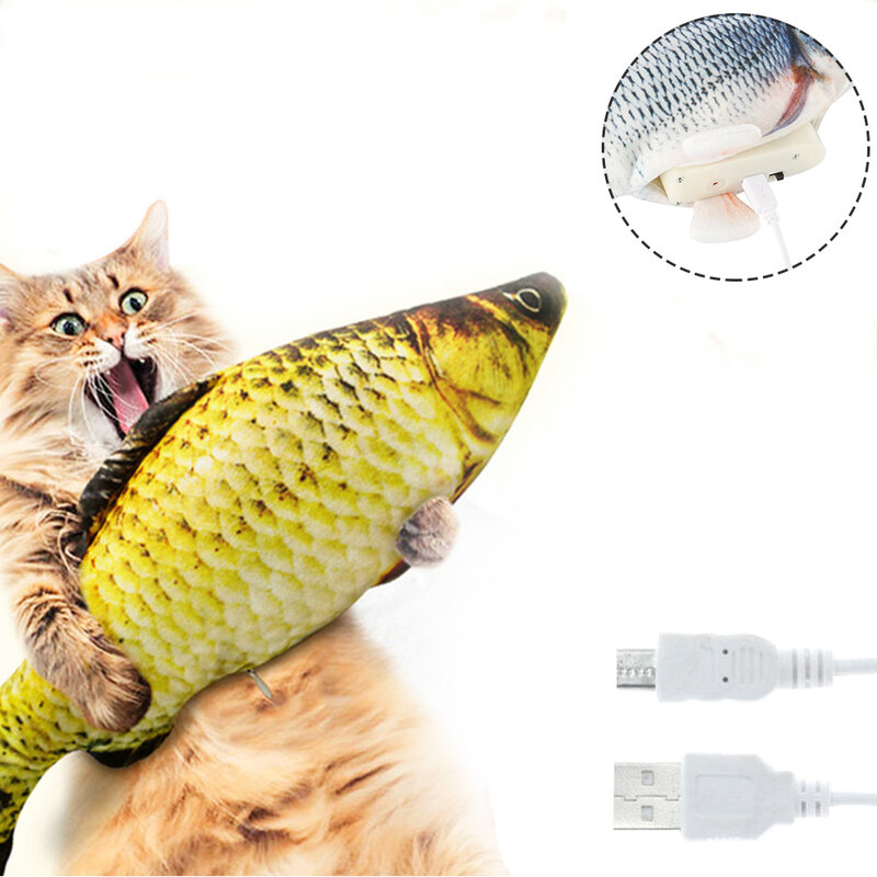 Peixe eletrônico de brinquedo para gatos, peixe 3d elétrico de simulação de 30cm, brinquedo para gato de estimação, brinquedo para gatos, acessórios para gatos