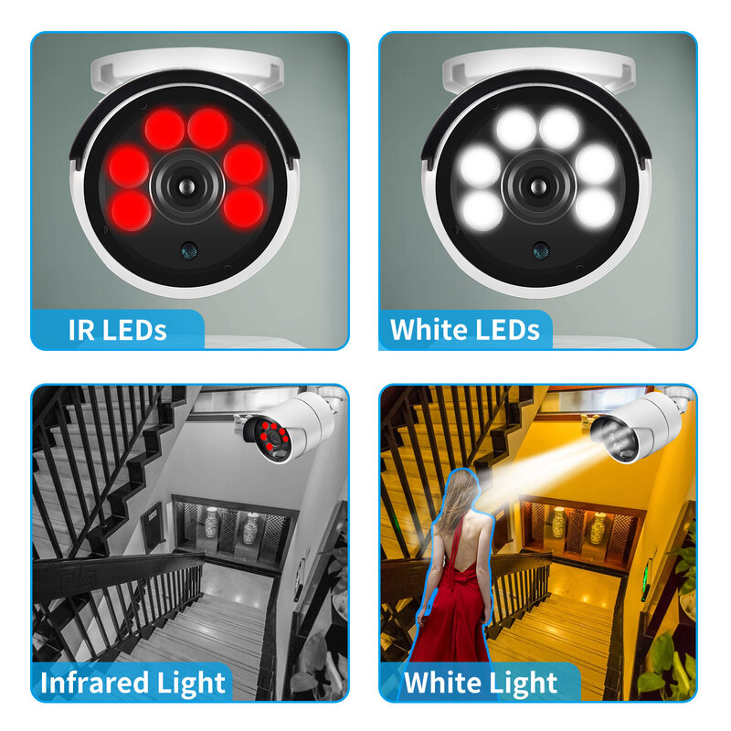 Caméra de Surveillance extérieure IP 8mp 4K, H.265, Gadinan, double Source de lumière, détection de visage, couleur, sécurité à domicile