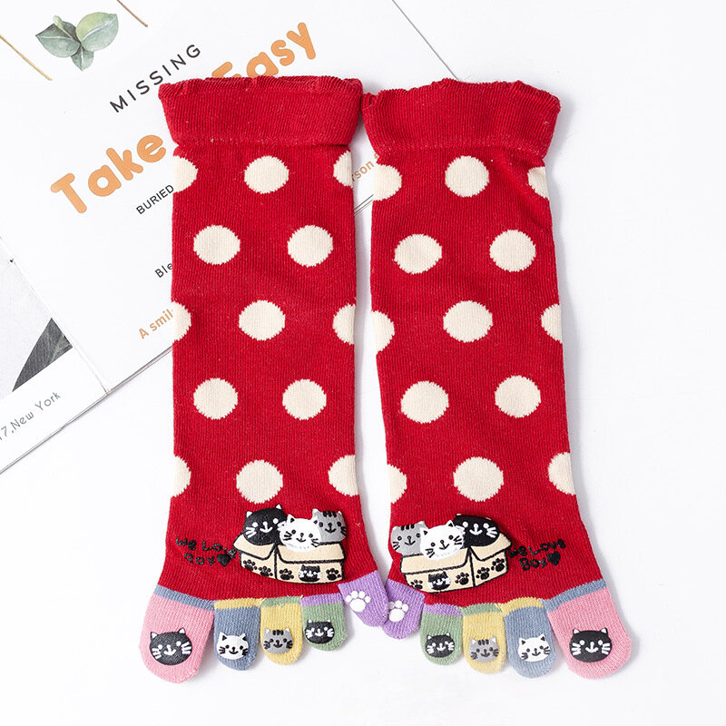 Cute Five Finger Toe Socks Women Breathable Cotton Hipster Funny Japanese Kawaii Ankle Socks
