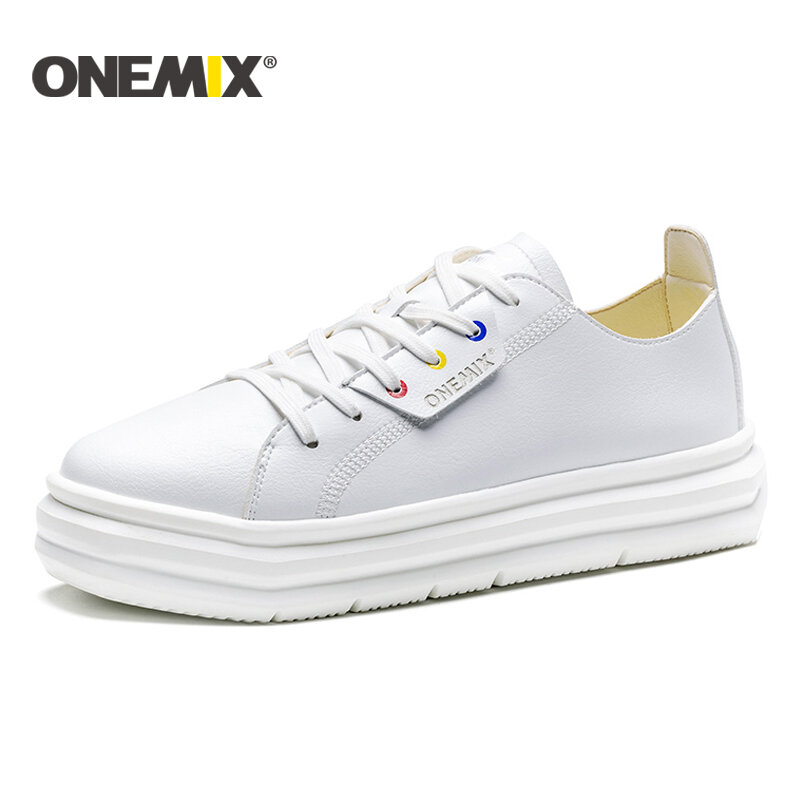 ONEMIX-حذاء رياضي من الجلد للرجال والنساء ، حذاء بسيط ومريح للمشي ، بنعل مسطح