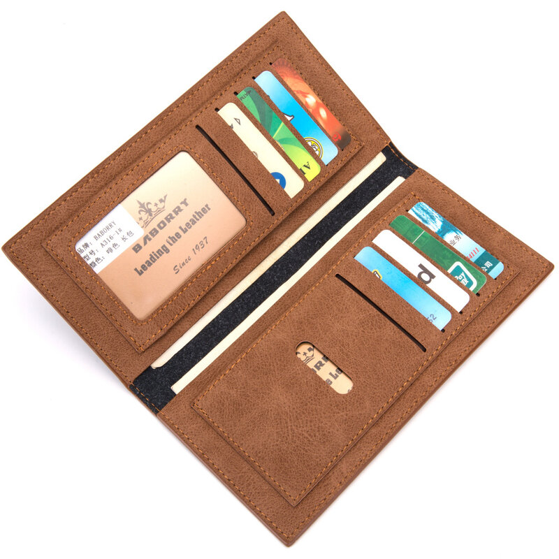 Fashion Men's Business Clutch Bag Slim Leather Long Wallet Credit/ Business Card Holder High Capacity Money Clip Coin Purses
