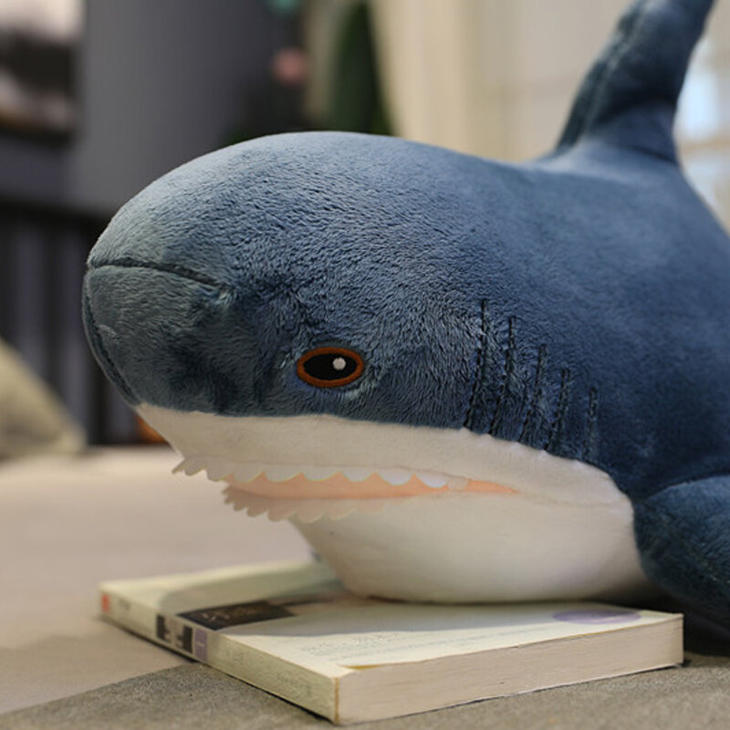 Brinquedo de pelúcia de tubarão de 60/80/100cm, almofada para dormir, brinquedo de companheiro de viagem, animal de pelúcia de tubarão fofo, brinquedo infantil