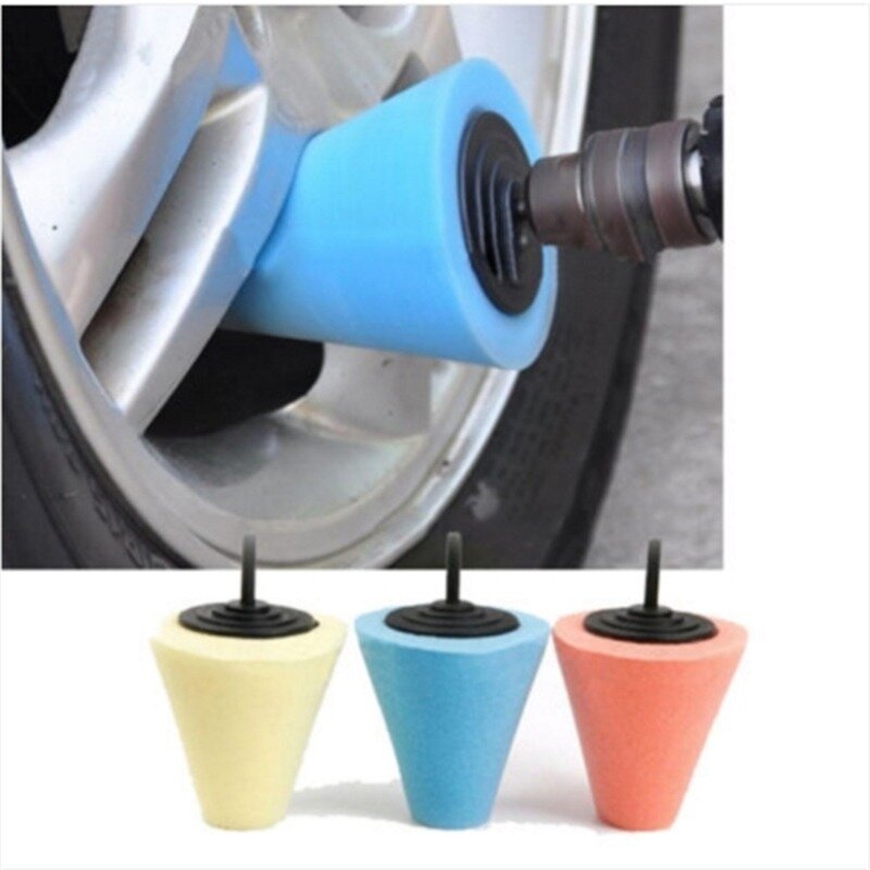 Auto Wheel Polishing Sponge Used for Electric Drill 3inch/ 4inch Burnishing Ball Polishing Cone Car Hub Buffing Sponge
