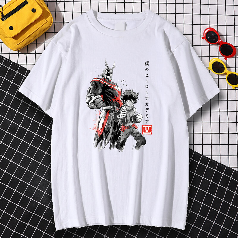 My Hero academia-Camiseta sencilla informal para hombre, camisas creativas de manga corta, talla grande, estética