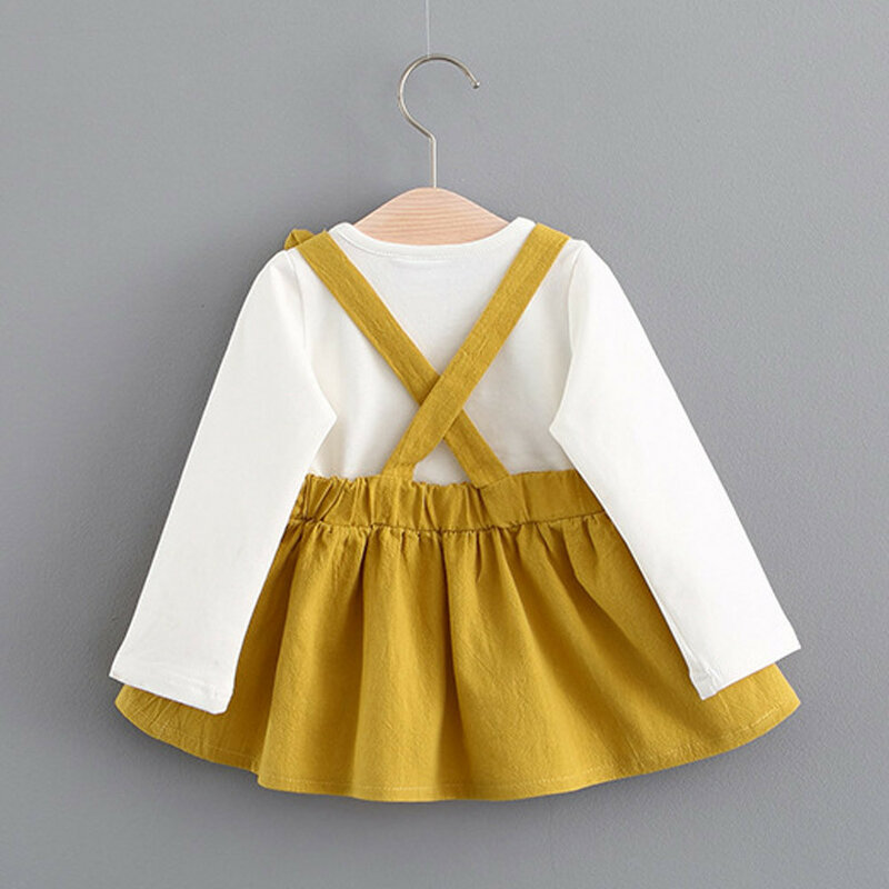 Robe d'automne pour enfants, ensemble deux pièces, manches longues, motif lapin mignon, bande croisée, Mini robe