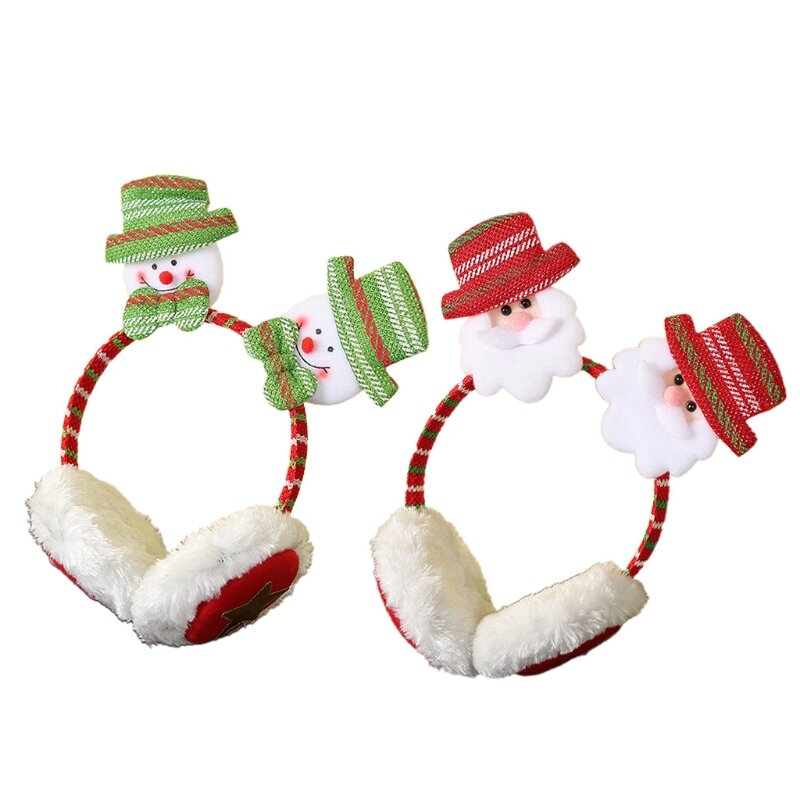 Santa Earmuffs Christmas Fashion Plush Feel Female Winter Earmuff Warm Ear Muffs Headphones Shape Girls Earmuffs L41B