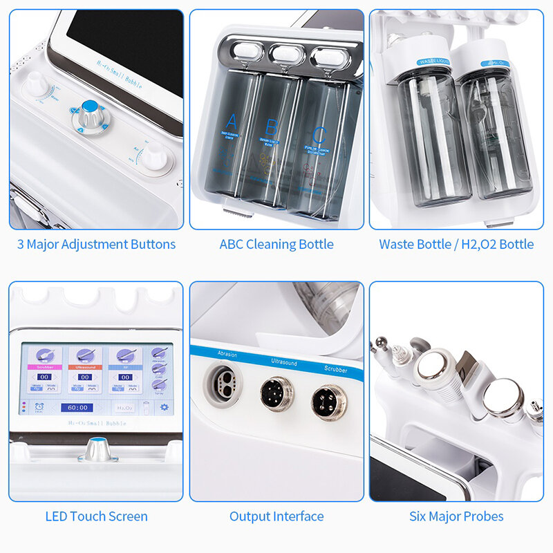 Portable 6 In1 Hydro H2-O2 Oxygen Water Dermabrasion Skin Lifting Spa Facial Skin Deep Cleansing Machine