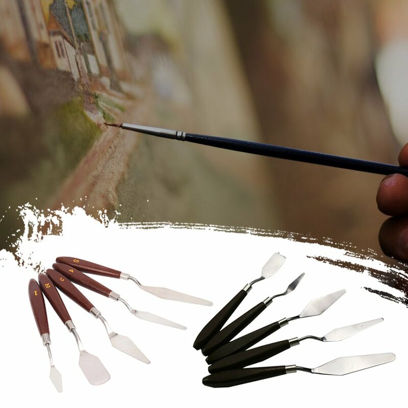 5/21 pces pintura misturada faca de paleta raspador espátula de aço inoxidável fontes da arte para a pintura a óleo da lona do artista cor mistura