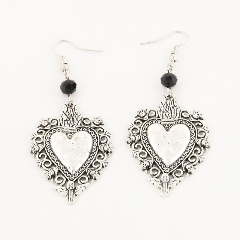 Boucles d'oreilles pendantes en forme de squelette, Vintage, sorcière, Vampire, fantôme, cœur, miroir magique, bijoux gothiques, cadeau