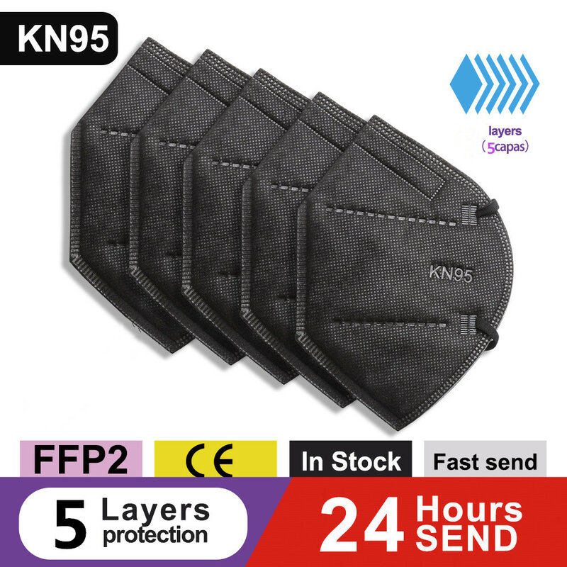 5-200 шт., многоразовые 5-слойные защитные фильтры KN95 Mascarillas FFP2 95% PM2.5, одобренные гигиенические ffp2mask ce FFP2 neгра fpp2