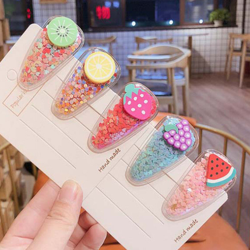 Fruit Hair Clips For Girls Kids New Transparent Hairpin Fashion Sweet Children Simple PVC BB Clips Ins Headband Hair Accessories
