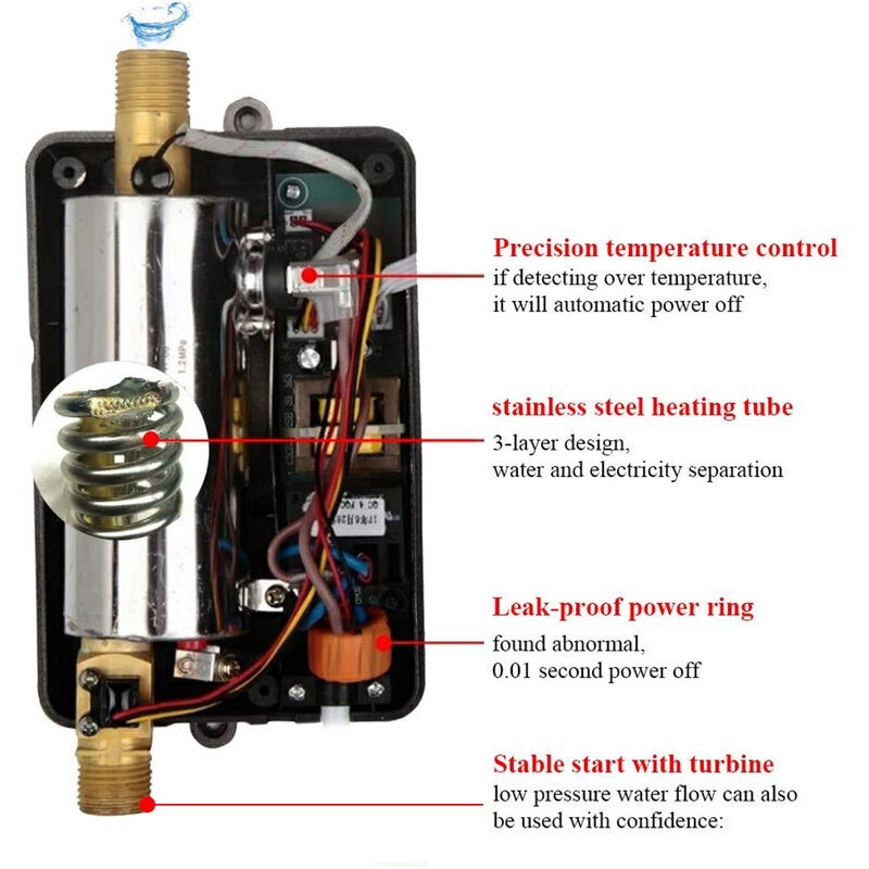 Электрический водонагреватель 3000 Вт, 110 В, с дисплеем температуры