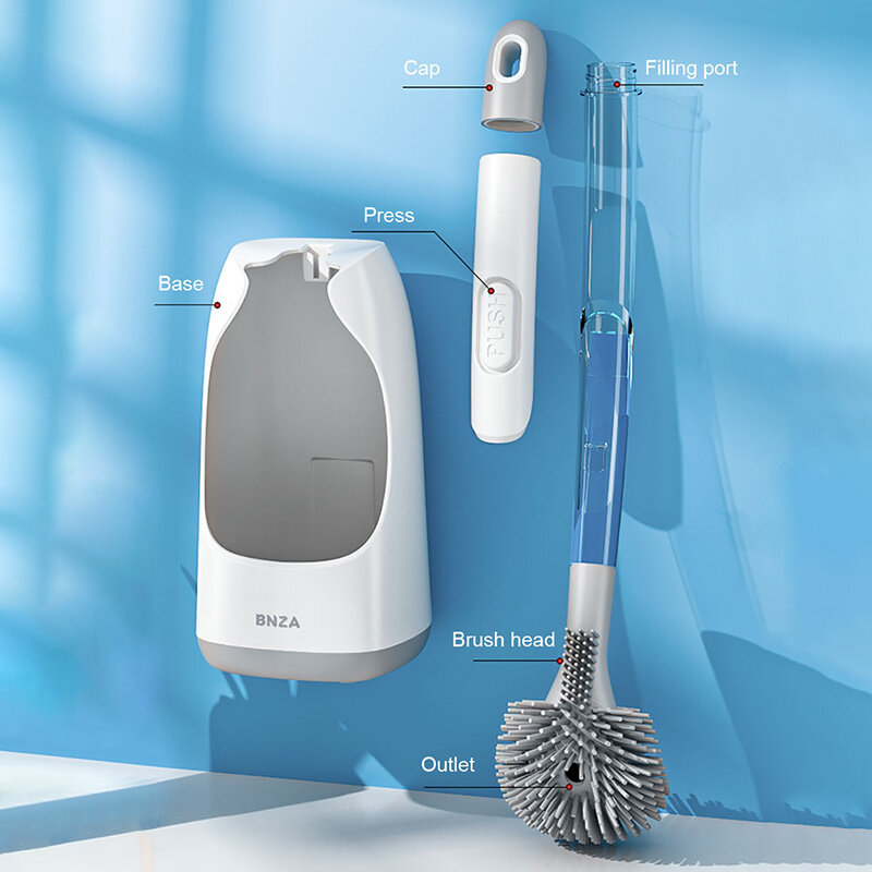 New Toilet Brush with Cleaning Tube TPR Corner Cleaning Brush Wall-Free Perforated Household Cleaning Tool Bathroom Accessories