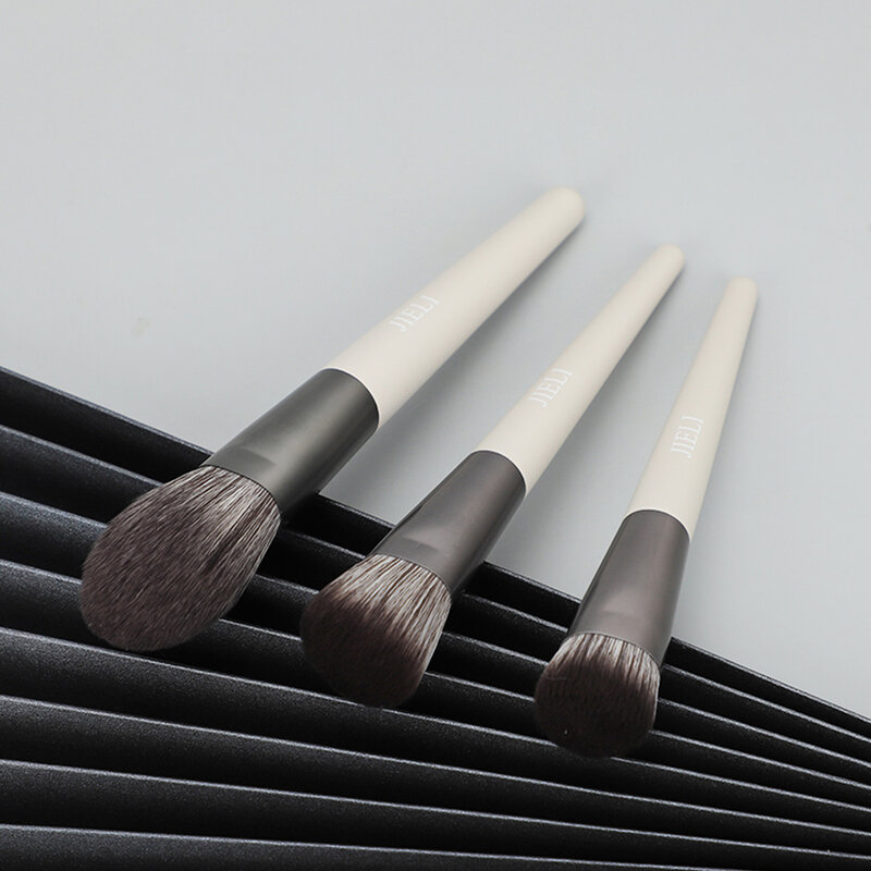 Set di pennelli per trucco JIELI 8 pezzi/12 pezzi capelli in fibra manico in legno strumento per cosmetici trucco professionale pennello per sopracciglia fondotinta in polvere