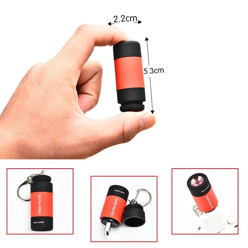 XIWANGFIRE-minilinterna Led recargable por USB, llavero portátil de 5W, resistente al agua, para acampar