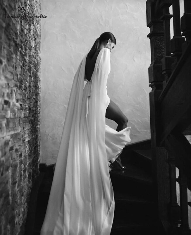 여성을 위한 간단한 비치 웨딩 드레스, 신부 a라인 쉬폰 보헤미안 신부 가운 날개 플러스 사이즈 Vestidos De Novia