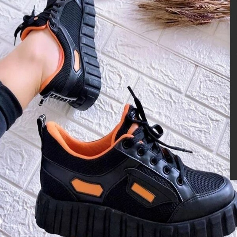 Scarpe vulcanizzate da donna Sneakers Casual solide con lacci in tela scarpe da Skateboard da donna con suola spessa moda scarpe da donna di grandi dimensioni