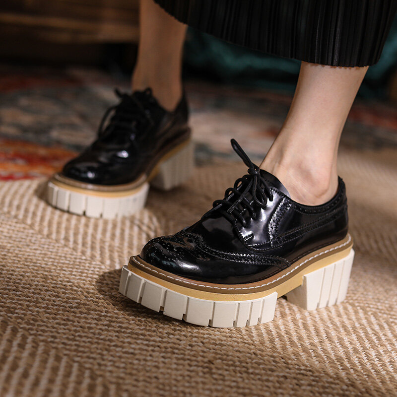Sapatos de salto alto feminino com plataforma, calçado de outono de linha de costura, para mulheres, meia festa ou escritório