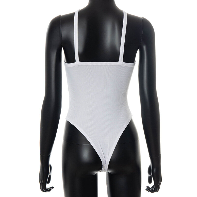 Eleganckie topy białe Body ubrania Top Catsuit 2021 lato bez rękawów Sexy Body kobiety Off Shoulder kombinezon Streetwear