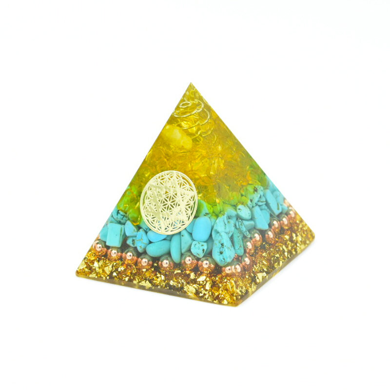 Orgon Energi Piramida Crystal Penyembuhan Ornamen Reiki Kristal Pirus Citrine Orgonite Perlindungan EMF Chakra Simbol Dekorasi Rumah
