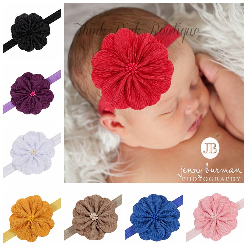 Nishine-diademas de tela para bebés y niñas, accesorios florales elásticos, bonitos para fotografía, accesorios para el cabello
