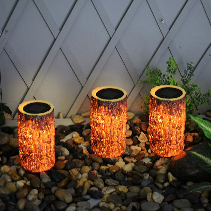 2PC LED lampione da giardino a luce solare lampada da giardino impermeabile decorazione da giardino palo in legno illuminazione per esterni lampada solare