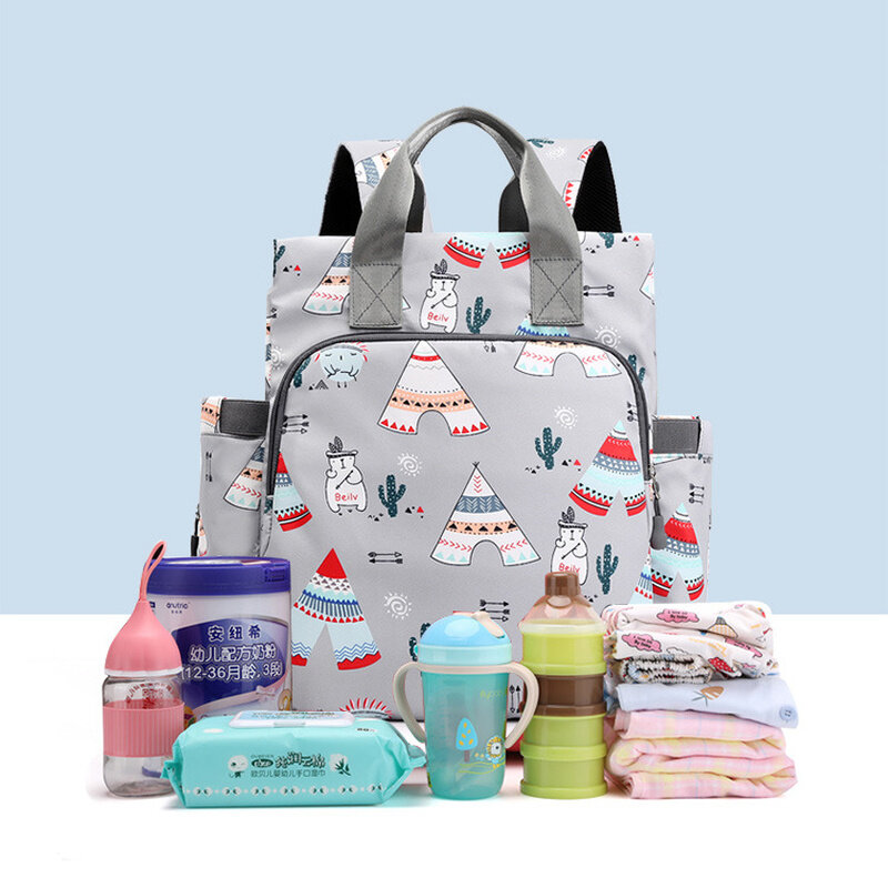 Mochila moderna para mamá, organizador de pañales para bebé, bolsa para mamá de nailon impermeable, ligera, con bolsillos multifuncionales de gran capacidad