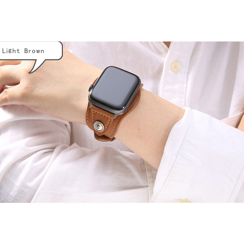 Tali Fashion untuk Apple Watch Band 44Mm 40Mm 42Mm 38Mm Iwatch Seri 6/5/SE/4/3/2 Kulit Asli Gelang Watchband Aksesoris