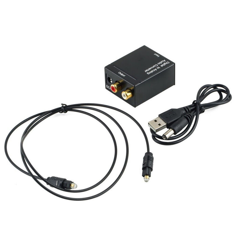 Conversor de áudio digital para analógico, conversor coaxial óptico toslink para analógico rca i/r amplificador adaptador