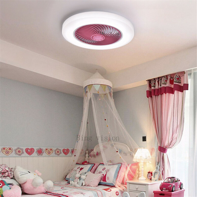 Ventiladores de gran tamaño con luces para techo, lámpara de decoración del dormitorio con control remoto en aplicación inteligente, 58 cm, 220V, 110V