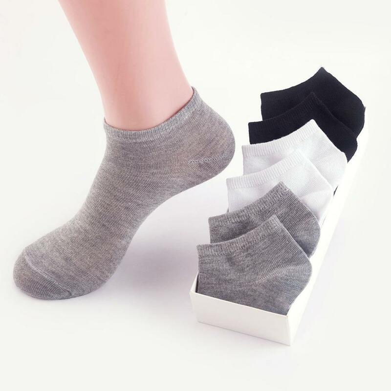 10 pares de meias femininas respirável meias esportivas cor sólida barco meias confortáveis algodão tornozelo meias branco preto