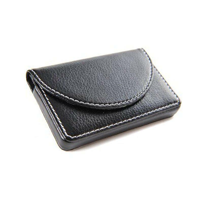 Black Leather Name Card Wallet / Holder with Magnetic Shut