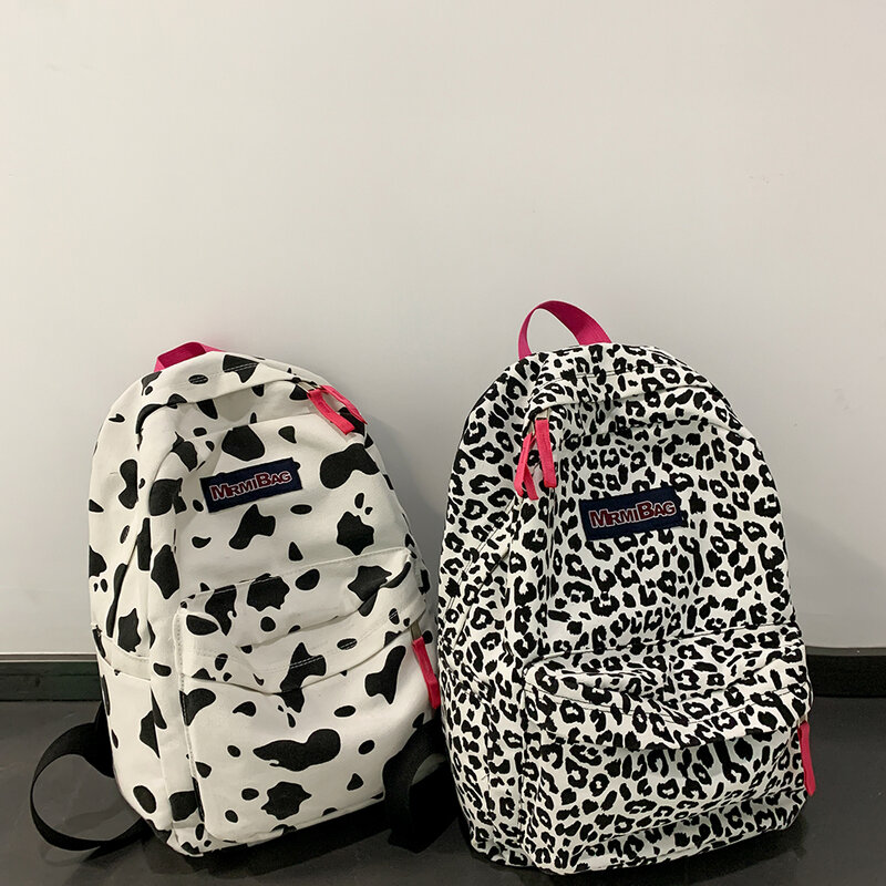 Novas mulheres mochila zebra vaca padrão impressão lona do vintage estilo preppy mochila estudantes saco de escola grande capacidade