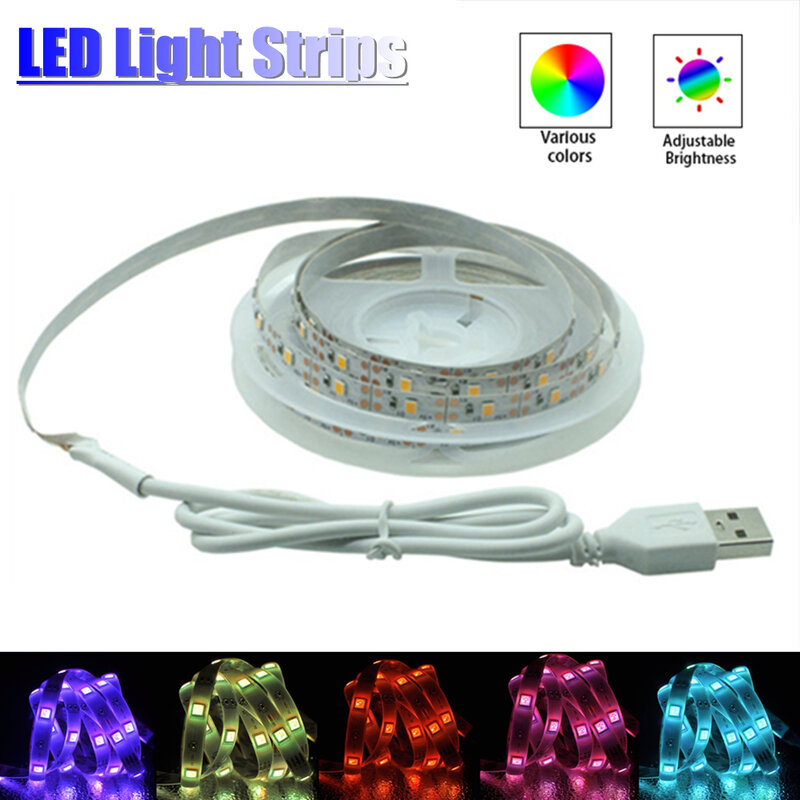 Tiras de luz LED para decoración, iluminación de noche Flexible USB, lámpara cálida para Festival, fiesta de Navidad, dormitorio, retroiluminación