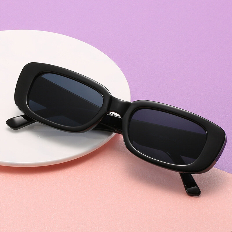 Vintage czarne kwadratowe okulary przeciwsłoneczne damskie luksusowa marka mały prostokąt