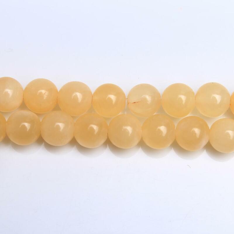 Natural Aragonite Gemstone 4 6 8 10 12mm Round Yellow Loose Beads Accessories for Neckalce Bracelet Earring DIY Jewelry Making